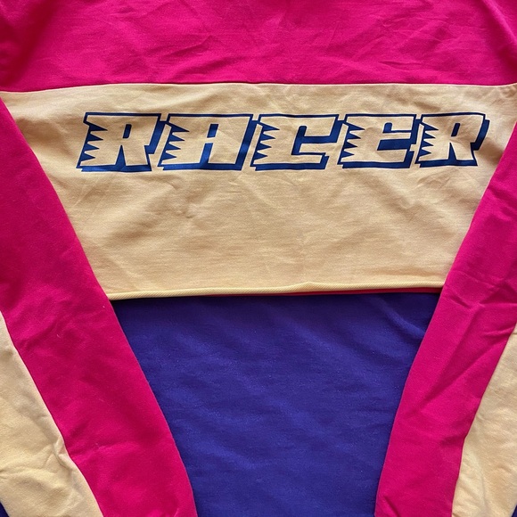 CREEPS Boutique Yellow and Red Cropped Racer Long Sleeve Top - Picture 4 of 8